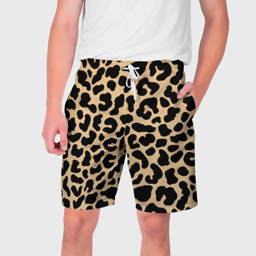 Мужские шорты 3D с принтом Светлый леопардовый, вид спереди #2
