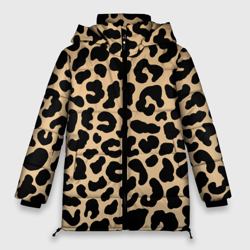 Женская зимняя куртка 3D с принтом Светлый леопардовый, вид спереди #2