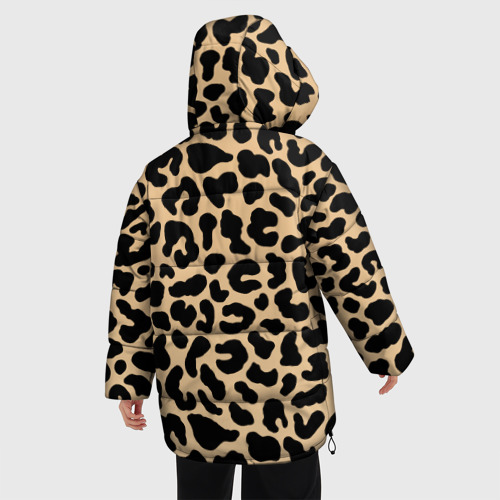 Женская зимняя куртка 3D с принтом Светлый леопардовый, вид сзади #2