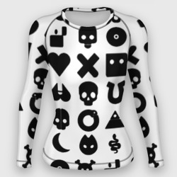 Женский рашгард 3D Love death robots pattern white