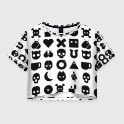 Женская футболка Crop-top 3D Love death robots pattern white