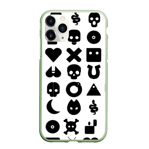 Чехол для iPhone 11 Pro матовый с принтом Love death robots pattern white, вид спереди #2
