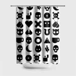 Штора 3D для ванной Love death robots pattern white