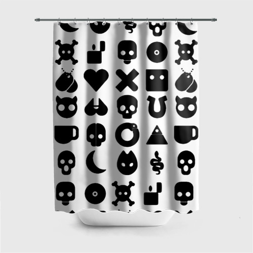 Штора 3D для ванной Love death robots pattern white