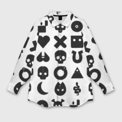 Женская рубашка oversize 3D Love death robots pattern white