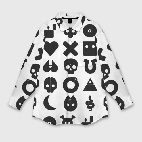 Женская рубашка oversize 3D с принтом Love death robots pattern white, вид спереди #2