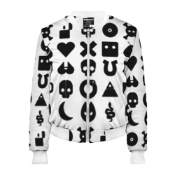 Женский бомбер 3D Love death robots pattern white