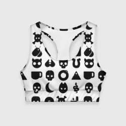 Женский спортивный топ 3D Love death robots pattern white