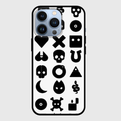 Чехол для iPhone 13 Pro Love death robots pattern white