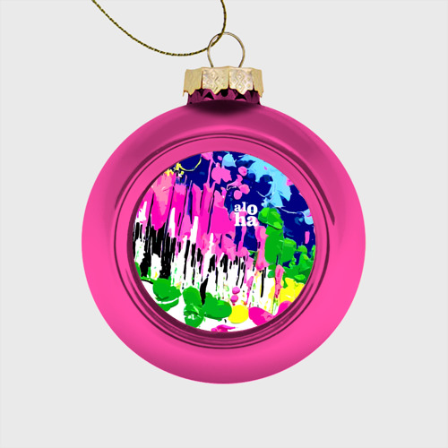 Стеклянный ёлочный шар Colorful abstraction - aloha, цвет розовый