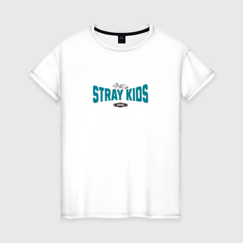 Женская футболка из хлопка с принтом Stray Kids legendary, вид спереди №1