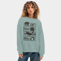 Женский свитшот oversize без начеса хлопок Есть спать летать - фото 2