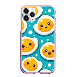 Чехол для iPhone 11 Pro Max матовый Kawaii паттерн милые яйца