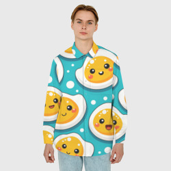 Мужская рубашка oversize 3D Kawaii паттерн милые яйца - фото 2