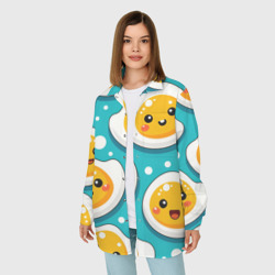 Женская рубашка oversize 3D Kawaii паттерн милые яйца - фото 2