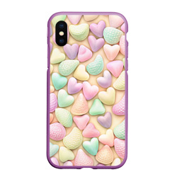 Чехол для iPhone XS Max матовый Сердечки розовые конфетки