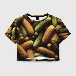 Женская футболка Crop-top 3D Маринованные огурчики паттерн