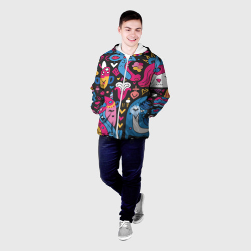 Мужская куртка 3D Абстрактные единороги, цвет 3D печать - фото 3