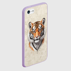 Чехол для iPhone 5/5S матовый Портрет тигр - фото 2