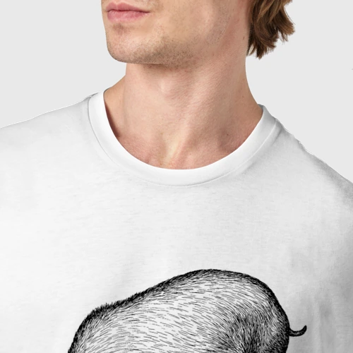 Мужская футболка хлопок с принтом Свинья ест, фото #4