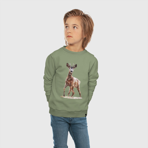 Детский свитшот хлопок с принтом Маленький олененок, вид сбоку #3
