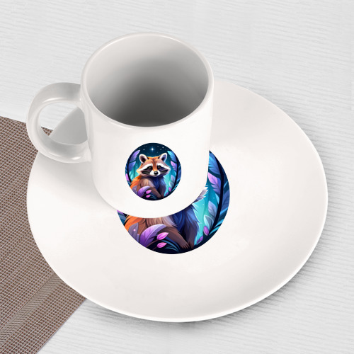 Набор: тарелка + кружка Сказочный мультяшный енот - фото 3