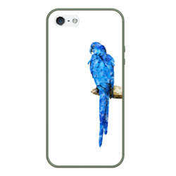 Чехол для iPhone 5/5S матовый Птица синий попугай на дереве