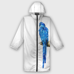 Мужской дождевик 3D Птица синий попугай на дереве