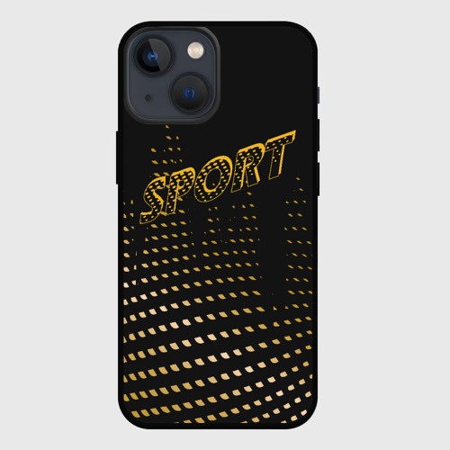 Чехол для iPhone 13 mini с принтом Спорт переход желтый, вид спереди #2