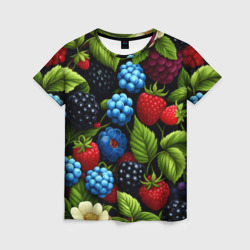 Лесные ягоды черная синяя ежевика - красная малина – Женская футболка 3D с принтом купить со скидкой в -26%