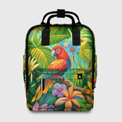 Женский рюкзак 3D Попугаи - экзотические птицы