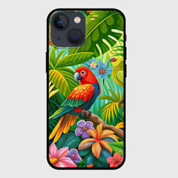 Чехол для iPhone 13 mini Попугаи - экзотические птицы