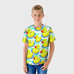 Детская футболка 3D Желтые резиновые утята паттерн - фото 2
