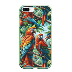 Чехол для iPhone 7Plus/8 Plus матовый Попугаи Ара - тропики джунгли