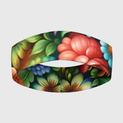 Повязка на голову 3D Жостово роспись цветы традиционный узор