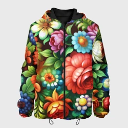 Мужская куртка 3D Жостово роспись цветы традиционный узор