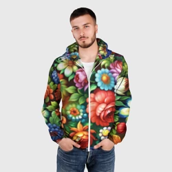 Мужская ветровка 3D Жостово роспись цветы традиционный узор - фото 2