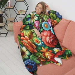 Плед с рукавами Жостово роспись цветы традиционный узор - фото 2