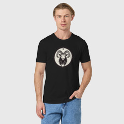 Мужская футболка хлопок Козерог знак зодиака - голова козерога - фото 2
