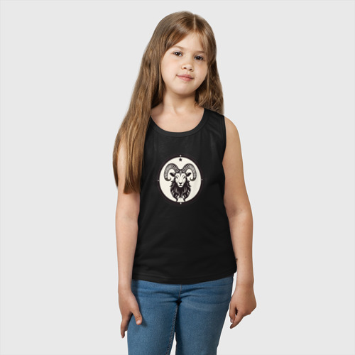 Детская майка хлопок Козерог знак зодиака - голова козерога, цвет черный - фото 3