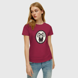 Женская футболка хлопок Козерог знак зодиака - голова козерога - фото 2