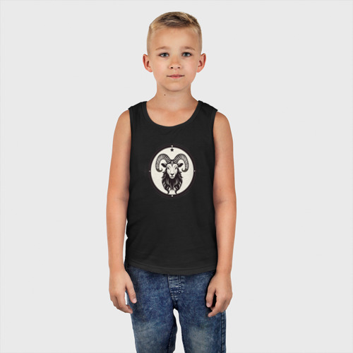 Детская майка хлопок Козерог знак зодиака - голова козерога, цвет черный - фото 5