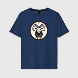 Женская футболка хлопок Oversize Козерог знак зодиака - голова козерога