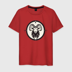 Козерог знак зодиака - голова козерога – Мужская футболка хлопок с принтом купить со скидкой в -20%