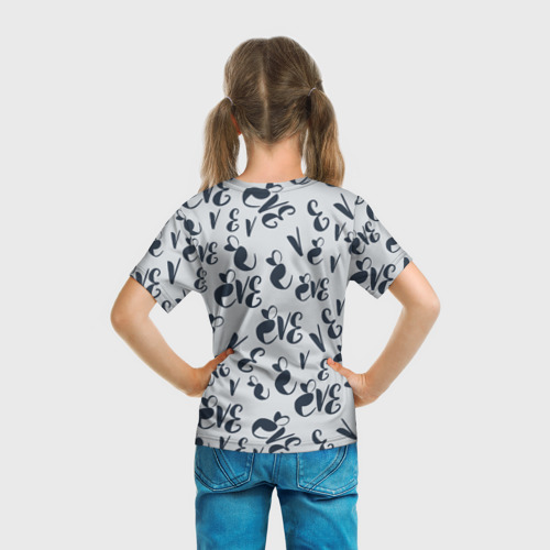 Детская футболка 3D  Ева буквы паттерн, цвет 3D печать - фото 6
