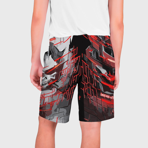 Мужские шорты 3D Металл и красные линии, цвет 3D печать - фото 2