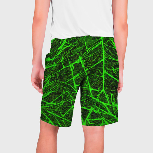 Мужские шорты 3D Зелёная паутина на чёрном фоне, цвет 3D печать - фото 2