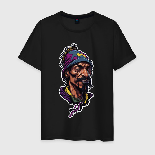 Мужская футболка хлопок Snoop dogg head, цвет черный