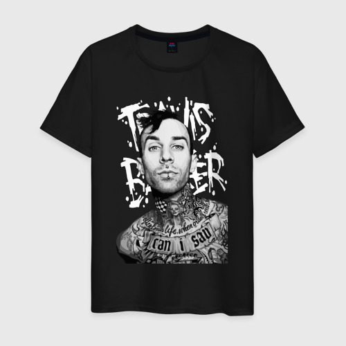 Мужская футболка хлопок Барабанщик Travis Barker , цвет черный