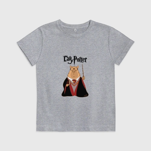Детская футболка хлопок с принтом Мем капибара Гарри Поттер, вид спереди #2